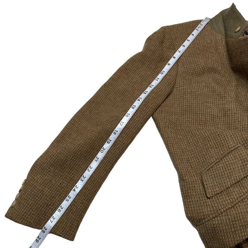 Vintage Polo Ralph Lauren Tan Wool Houndstooth Tweed Blazer Men's 40L Union Made - Picture 10 of 11